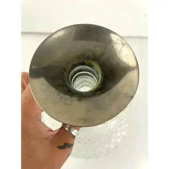 VTG Diamond Cut Glass Whiskey Decanter Silver Plate Collar & Stopper Barware - Picture 3 of 16